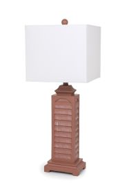 Set of Two Blush Red Slatted Table Lamps with Square Shade