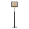 62" Chrome Traditional Shaped Floor Lamp With Black And White Drum Shade