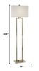 61" Nickel Traditional Shaped Floor Lamp With White Rectangular Shade