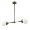 Portsmith 2-Light Raw Brass Island Pendant With White Globe Shades