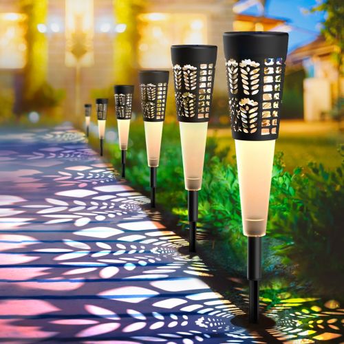 Solar Lights Outdoor Garden, Up to 20Hrs Super Bright Solar Pathway Lights, 6 Pack Solar Powered Landscape Lights
