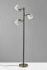 65" Bronze Three Light Tree Floor Lamp With White Solid Color Bell Shade
