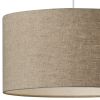Burlap Fabric Light Brown Electric Drum Pendant Lamp