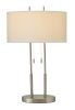 27" Silver Metal Bedside Table Lamp With White Shade