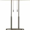 27" Silver Metal Bedside Table Lamp With White Shade