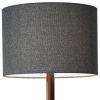 59" Solid Wood Traditional Shaped Floor Lamp With Black Drum Shade