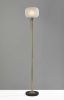 65" Black Torchiere Floor Lamp With White Globe Shade