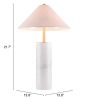 55" White Metal Bedside Table Lamp With Beige Empire Shade