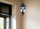 XL Three Light Matte Black Leaf Detail Hanging Light