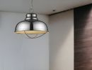 Ansen 1-Light Polished Nickel Pendant With Gloss White Interior Shade