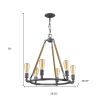 Grayson 6-Light Antique Gray Chandelier With Jute Wrapped Uprights