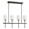 Kara 4-Light Oil-Rubbed Bronze Island Pendant With Fabric Shades And Crystal Bobeches