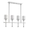 Kara 4-Light Polished Nickel Island Pendant With Fabric Shades And Crystal Bobeches