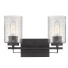 Bronze Metal and Textured Glass Two Light Wall Sconce