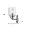 Two Light Silver Wall Light with Clear Glass Shade