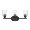 Three Light Bronze Wall Light with Clear Glass Shade