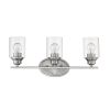 Three Light Silver Wall Light with Clear Glass Shade