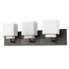 Rampart 3-Light Oil-Rubbed Bronze Vanity Light With Etched Glass Shades