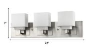Rampart 3-Light Satin Nickel Vanity Light With Etched Glass Shades