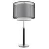 32" Silver Metal Column Table Lamp With Black And White Drum Shade