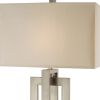 36" Silver Metal Table Lamp With Cream Rectangular Shade