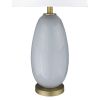29" Brass Metal Column Table Lamp With White Drum Shade