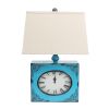 7 X 7 X 22 Blue Vintage Metal Clock Base - Table Lamp