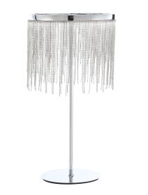 23" Silver Metal Table Lamp With Clear Drum Shade