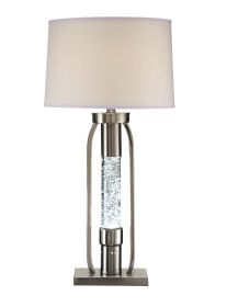 31" Silver Metal Table Lamp With Beige Empire Shade