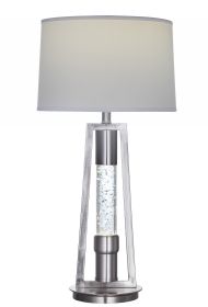 31" Silver Metal Table Lamp With Gray Empire Shade