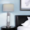 31" Silver Metal Table Lamp With Gray Empire Shade