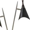 22" Black and Silver Metal Two Light Desk Lamp With Black Cone Shades