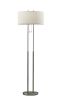 Dual Pole Floor Lamp in Brushed Steel Metal