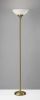 Shiny Antiqued Brass Metal Torchiere Floor Lamp