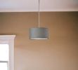 Heather Grey Fabric Shade Electric Drum Pendant