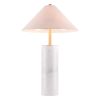 55" White Metal Bedside Table Lamp With Beige Empire Shade