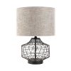 20" Black Lamp Base LED With Brown Shade