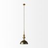 Gold Toned Metal Dome Hanging Pendant Light