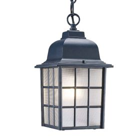 Matte Black Window Pane Lantern Hanging Light