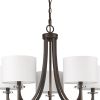 Kara 5-Light Oil-Rubbed Bronze Chandelier With Fabric Shades And Crystal Bobeches