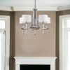 Kara 5-Light Polished Nickel Chandelier With Fabric Shades And Crystal Bobeches