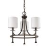 Kara 3-Light Oil-Rubbed Bronze Chandelier With Fabric Shades And Crystal Bobeches