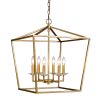 Kennedy 6-Light Antique Gold Foyer Pendant With Crystal Bobeches