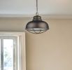 Ansen 1-Light Oil-Rubbed Bronze Pendant With Gloss White Interior Shade