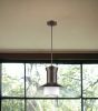 Greta 1-Light Oil-Rubbed Bronze Pendant With Gloss White Interior And Etched Glass Shade