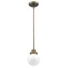 Brushed Gold Metal Hanging with Round Glass Shade