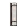 Two Light Bronze and White Glass Wall Sconce