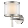 White and Silver Wall Light with Fabric Shade