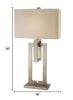 36" Silver Metal Table Lamp With Cream Rectangular Shade