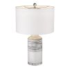 25" Clear Ceramic Column Table Lamp With White Drum Shade